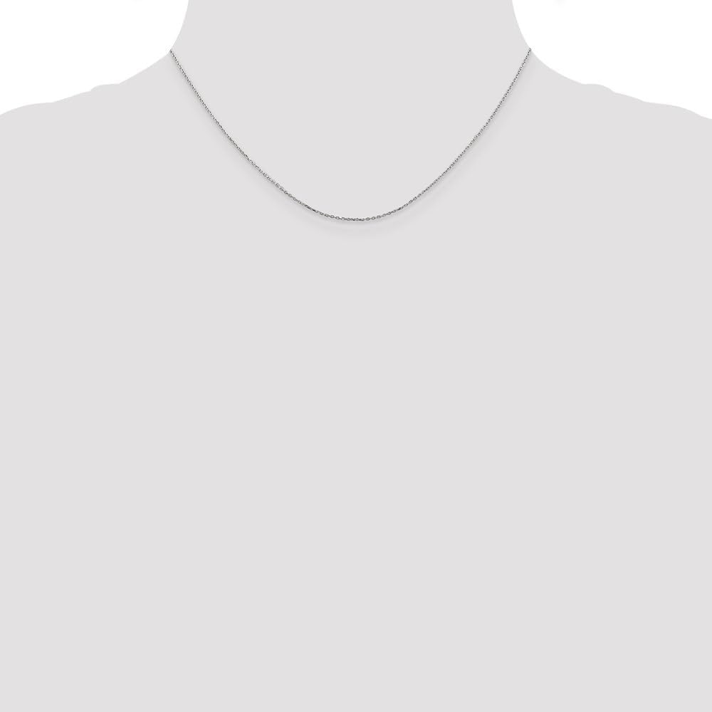 10K White Gold .8 mm Diamond-cut Cable with Lobster Clasp Chain Necklace 16' to 24'
