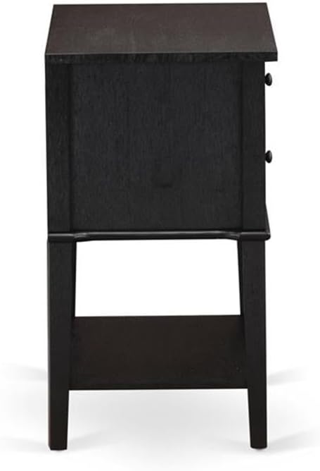 East West Furniture VL-06-ET Valencia Side Table - Rectangle Night Stand with 2 Drawers for Bedroom, 16x22 Inch Inch, Wirebrushed Black