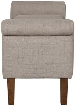 510 DESIGN Storage Ottoman - Solid Wood Legs, Polyester Fabric Entryway Accent Bench with Rolled Armrest - Modern Style Bed End Bench with Storage Bedroom Furniture, Aubrey, 46' W, Cream, 1 Piece