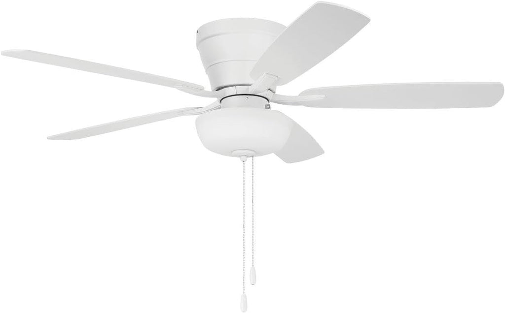 Craftmade 52' Wheeler Indoor Flush Mount 5 Blade White Finish Ceiling Fan with Single Bowl Light