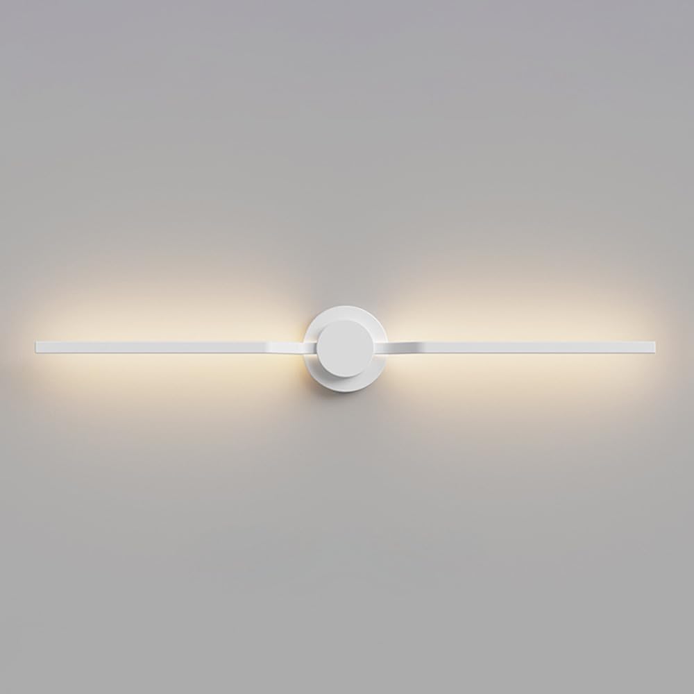 Modern Linear LED Wall Light, Geometric Long Strip Wall Lighting Fixtures, Dimmable Ultra-Thin Metal Wall Sconces with Remote, Indoor Decorative Wall Amp for Bedroom Bedside