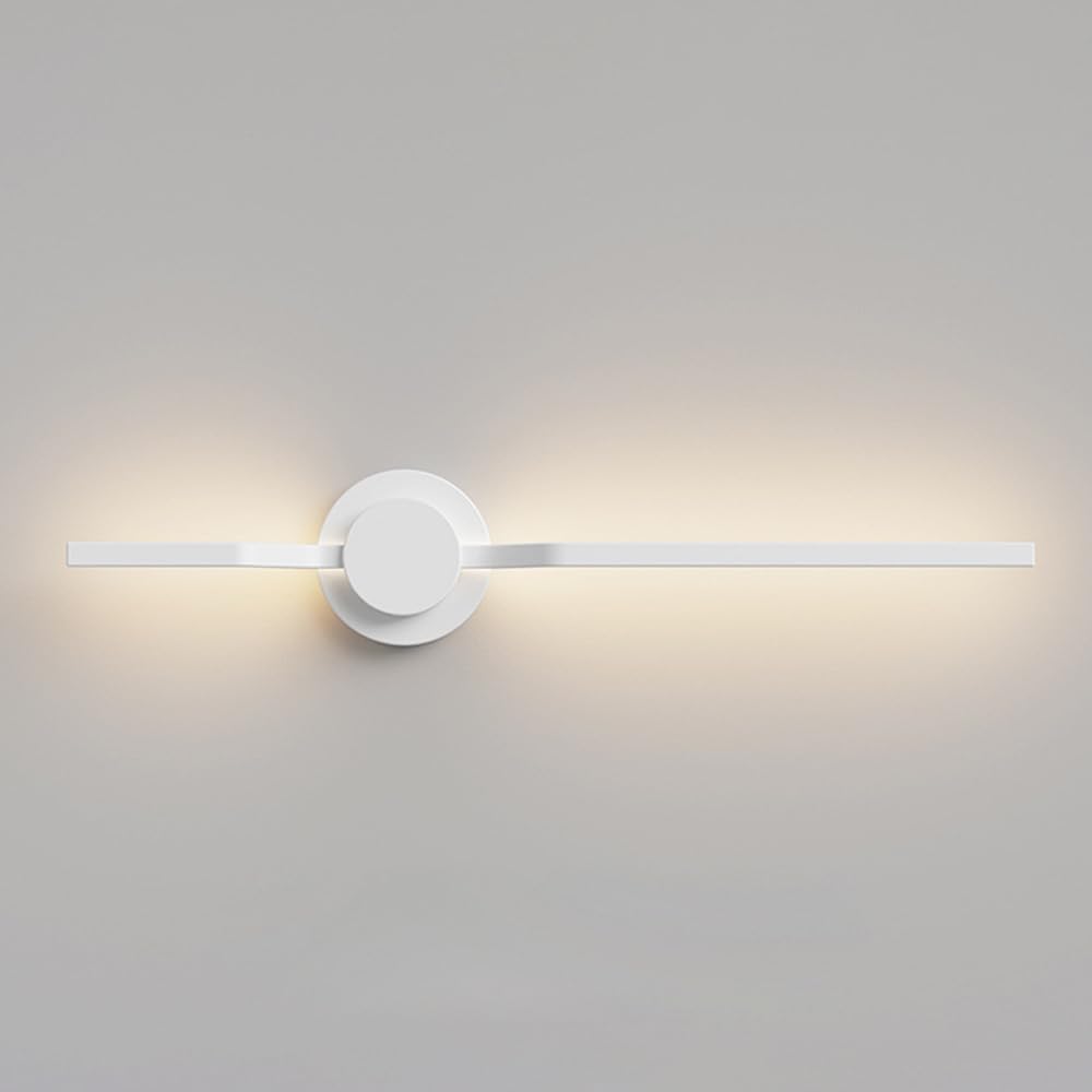 Modern Linear LED Wall Light, Geometric Long Strip Wall Lighting Fixtures, Dimmable Ultra-Thin Metal Wall Sconces with Remote, Indoor Decorative Wall Amp for Bedroom Bedside