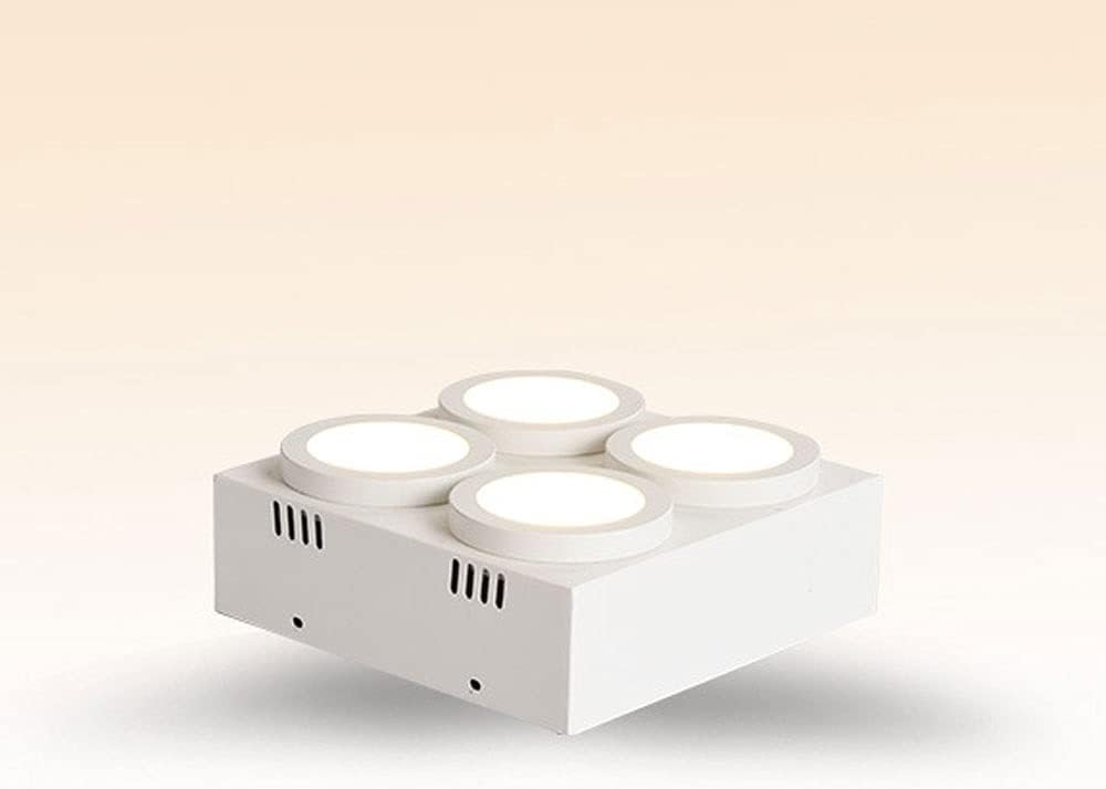 Chandelier 4 Way Led Ceiling Spotlight Indoor Surface Mounted Downlight Kitchen Island Square Plate Light Fixture Living Room Dining(White-4000k)