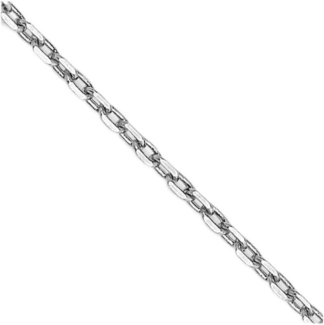 10K White Gold .8 mm Diamond-cut Cable with Lobster Clasp Chain Necklace 16' to 24'
