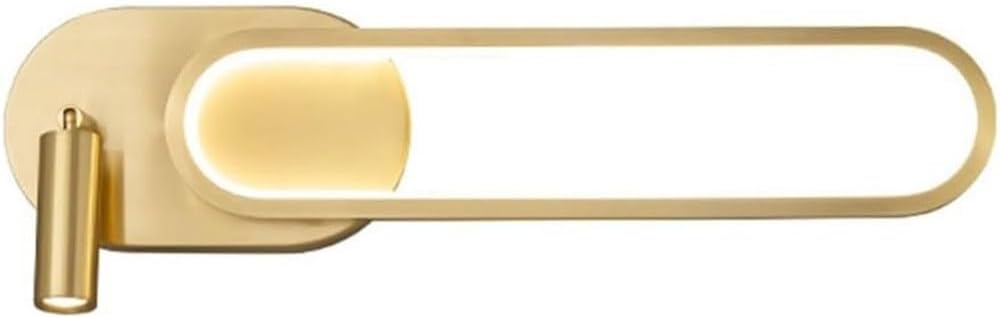 Modern Full Brass Capsule Wall Mount Light Minimalist Ring Ambient Wall Sconce with Small Spotlight Indoor 3-Color Dimmable Decor Wall Lamp for Bedroom Living Room