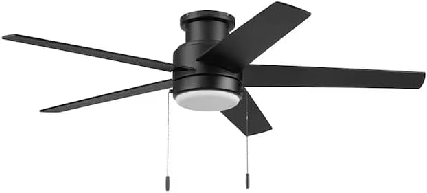 Harbr.Breeze Fairbanks Easy2Hang 52-in Color-Changing Integrated LED Outdoor Flush Mount Matte Black with Black/Sable Blades Ceiling Fan With Light (5 -Blade)