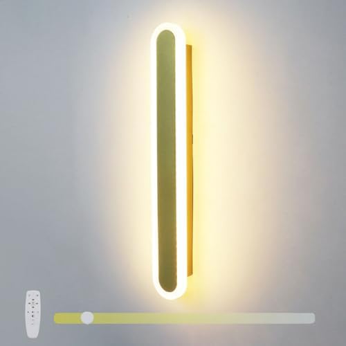 Dimmable LED Wall Light with Remote, Modern Aluminum Long Oval Sconce, 3000K-6500K Adjustable Brightness, Ideal for Bedroom, Corridor, Reading & Bedside Lighting