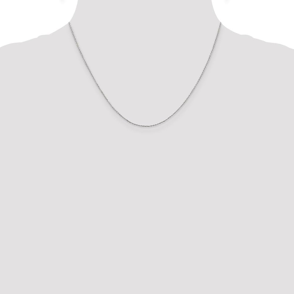 10K White Gold .8 mm Diamond-cut Cable with Lobster Clasp Chain Necklace 16' to 24'