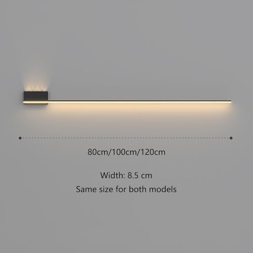 LED Wall Lamps with Remote Control & Dimming, Long Aluminum Strip Spotlight for Bedroom, Stairs, Living Room - Modern Indoor Lighting (80cm, White, Left)