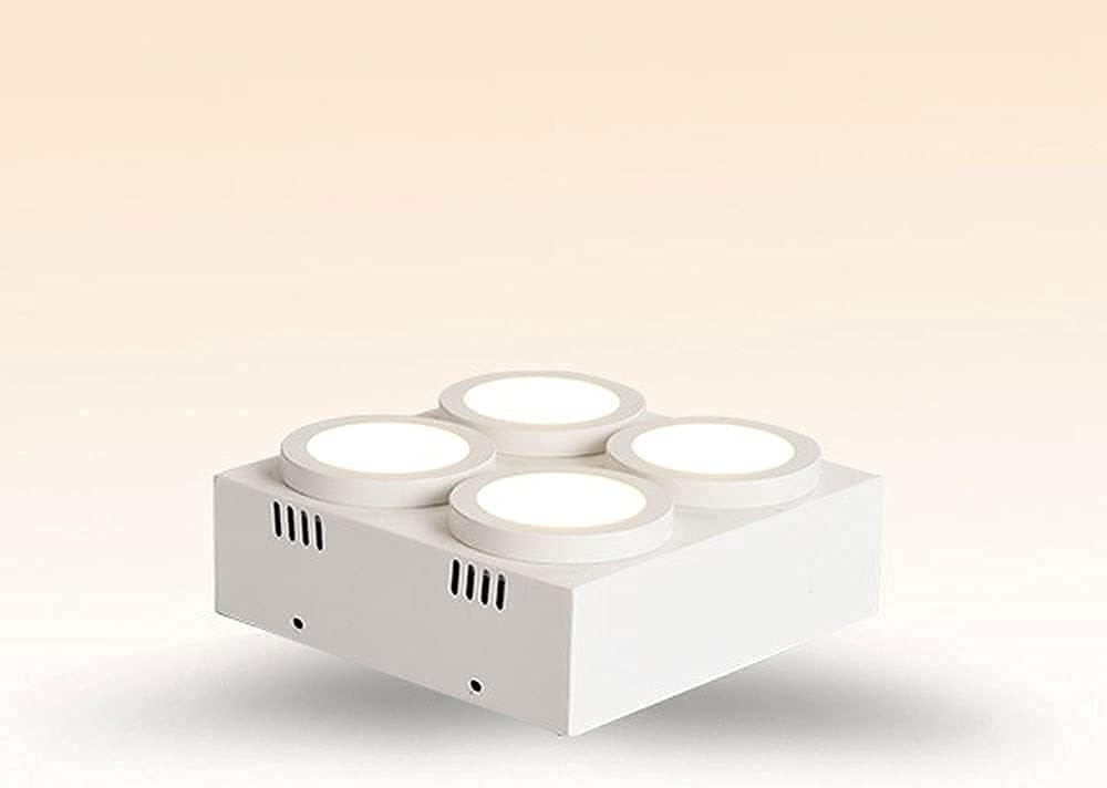 Spotlight 4 Way Led Ceiling Spotlight, Indoor Surface Mounted Downlight, Kitchen Island Square Plate Ceiling Light Fixture, Living Room Dining Room Bedroom Ceiling Spot Lights/White-4000K