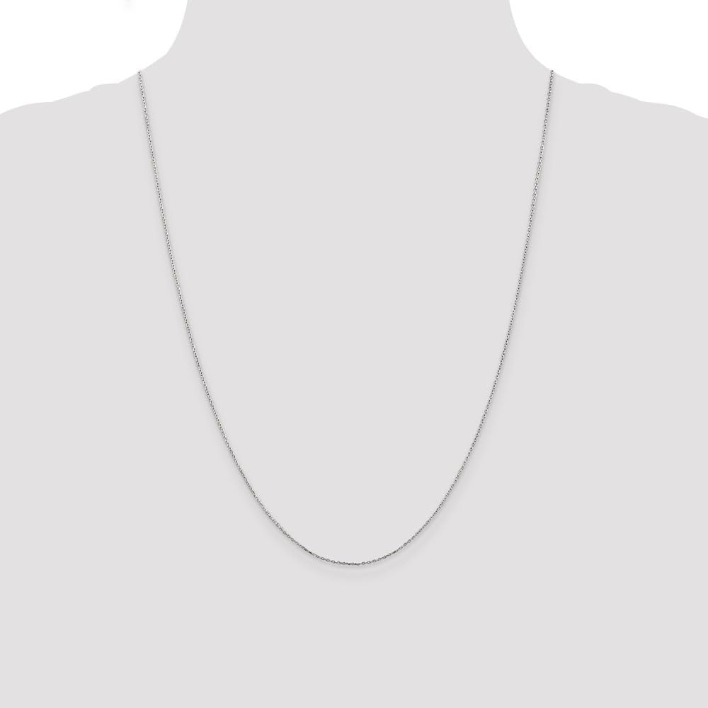10K White Gold .8 mm Diamond-cut Cable with Lobster Clasp Chain Necklace 16' to 24'