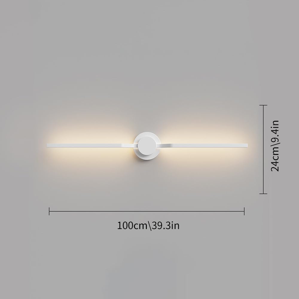 Modern Linear LED Wall Light, Geometric Long Strip Wall Lighting Fixtures, Dimmable Ultra-Thin Metal Wall Sconces with Remote, Indoor Decorative Wall Amp for Bedroom Bedside