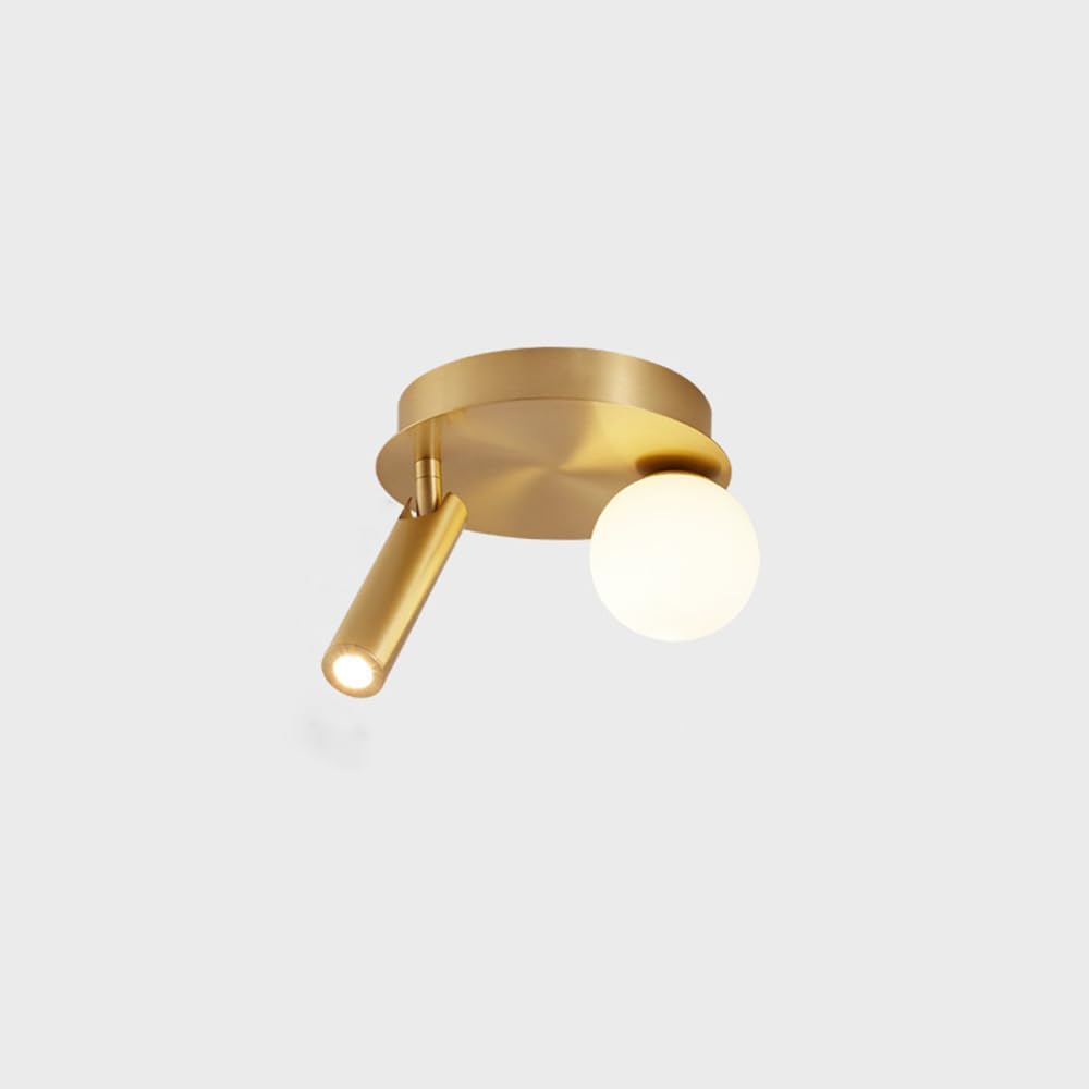 Nordic Copper Ceiling Light for Bedroom, Rotatable Spotlight for Indoor Corridor and Balcony, 10W Dimmable LED Wall Lamp with 3 Color Options
