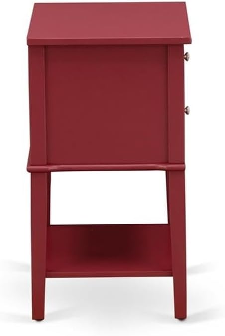 East West Furniture VL-13-ET Valencia Nightstand - Rectangle Modern End Table with 2 Drawers for Bedroom, 16x22 Inch Inch, Burgundy