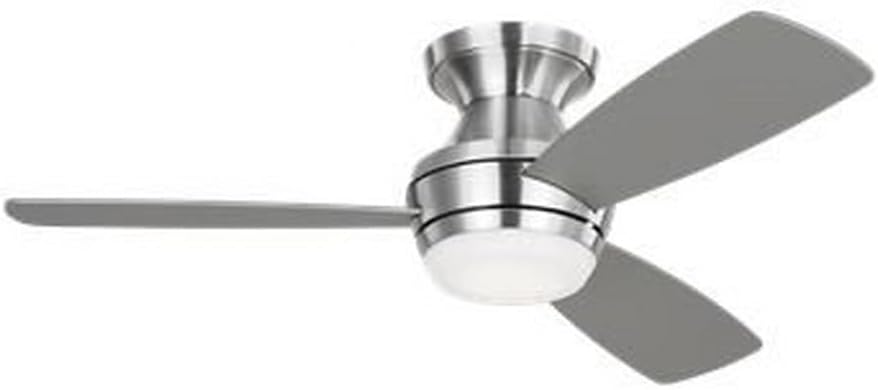 Monte Carlo 3IKR44BSD Ikon 44' Dry Locations Flush Mount/Hugger Ceiling Fan with LED Light Kit and Hand Remote, 3 Silver/American Walnut Reversible Blades, Brushed Steel