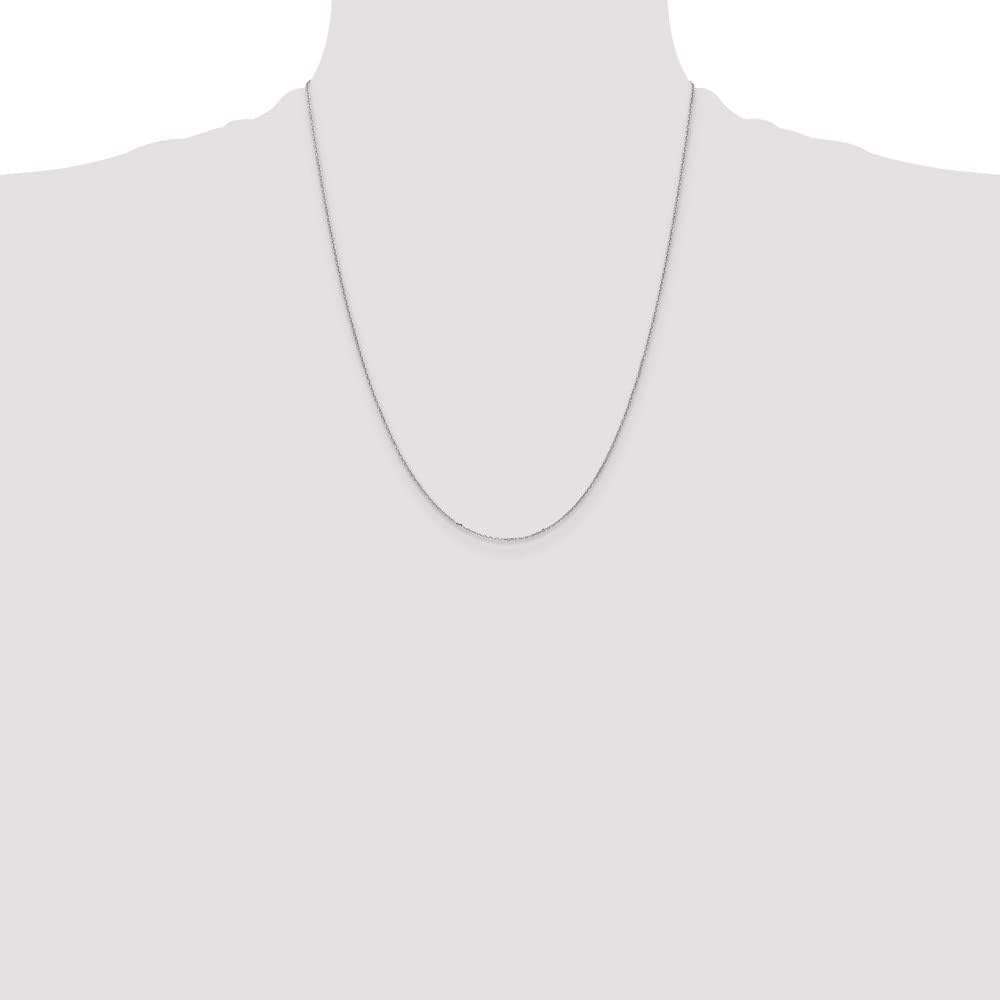 10K White Gold .8 mm Diamond-cut Cable with Lobster Clasp Chain Necklace 16' to 24'