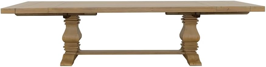 Coaster Home Furnishings - Florence - Pine Wood - Farmhouse Rectangular Dining Table with 2 Removable Leaves and Double Pedestal Base - Dining Room & Kitchen - 126 Inch - Rustic Honey - 180201
