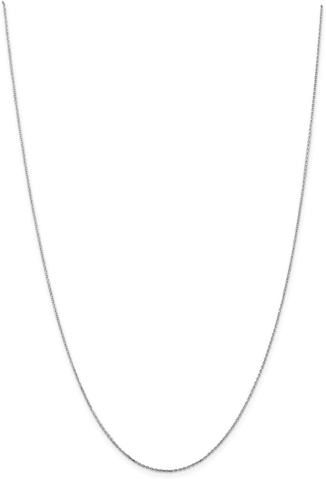 10K White Gold .8 mm Diamond-cut Cable with Lobster Clasp Chain Necklace 16' to 24'