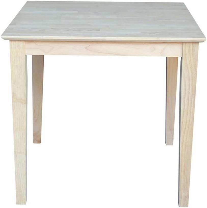 Solid Wood Top Dining Table, 30 Inch High, Unfinished