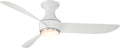 Modern Forms Corona Smart Indoor and Outdoor 3-Blade Flush Mount Ceiling Fan 52in Nickel White 3000K LED Light Kit and Remote Control worksworks with Alexa and iOS or Android App, 52in Blade Span