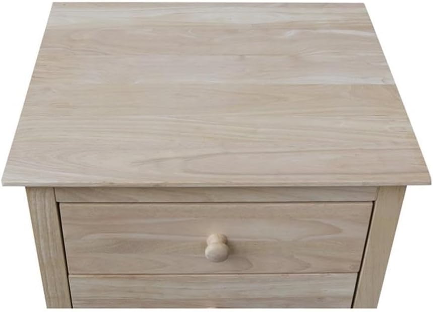 25'H Solid Wood Bedroom Nightstand with 3 Drawers, Parawood Construction, Paint or Stain in Any Color, Durable and Eco-Friendly, Unfinished