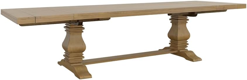 Coaster Home Furnishings - Florence - Pine Wood - Farmhouse Rectangular Dining Table with 2 Removable Leaves and Double Pedestal Base - Dining Room & Kitchen - 126 Inch - Rustic Honey - 180201