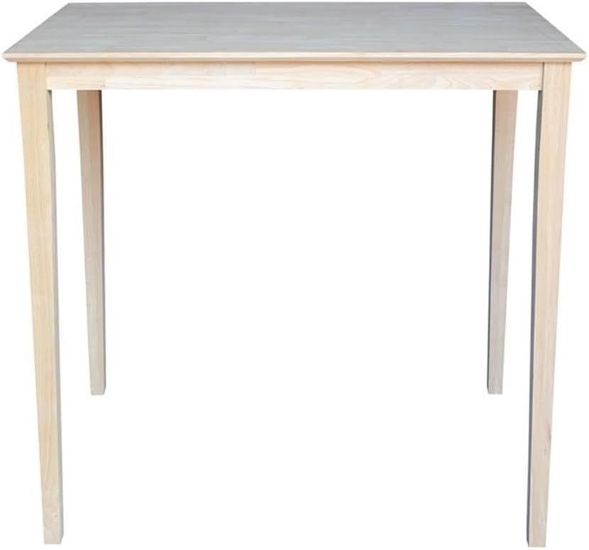 International Concepts Table Top Solid with Wood Bar Height Shaker Legs, 30 by 48-Inch, Unfinished
