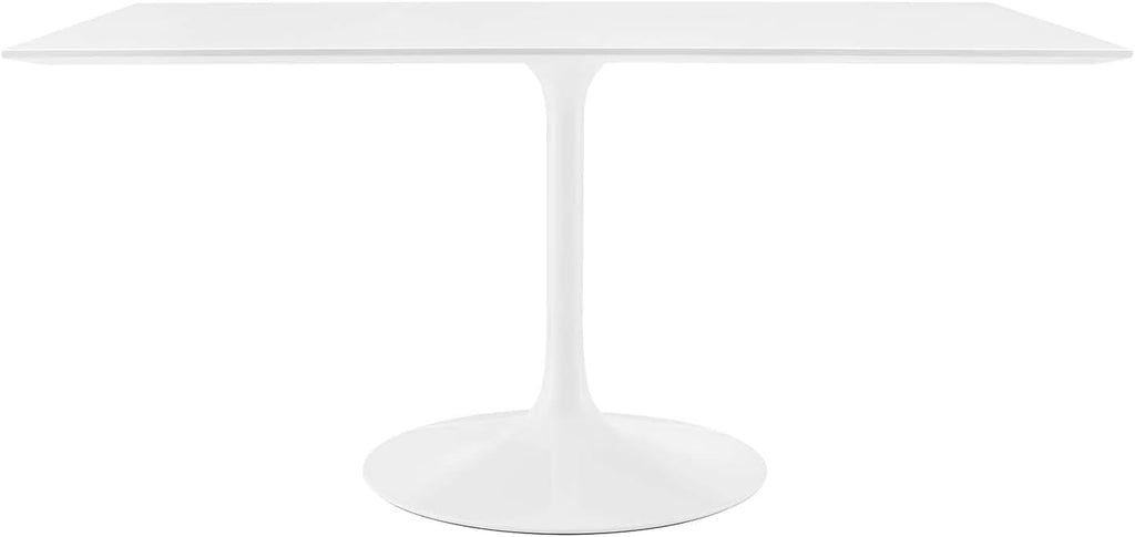 Modway Lippa 60' Mid-Century Modern Dining Table with Rectangle Top and Pedestal Base in White