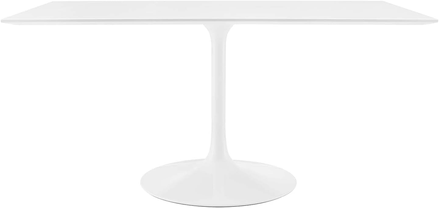 Modway Lippa 60' Mid-Century Modern Dining Table with Rectangle Top and Pedestal Base in White