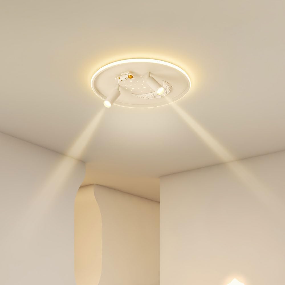 Astronaut Ceiling Light with Adjustable Angle Spotlight, Dimmable LED Ceiling Lamp with Remote Control, Indoor Accent Lighting Fixtures for Kid's Room Boys Room Bedroom Hallway Kitchen