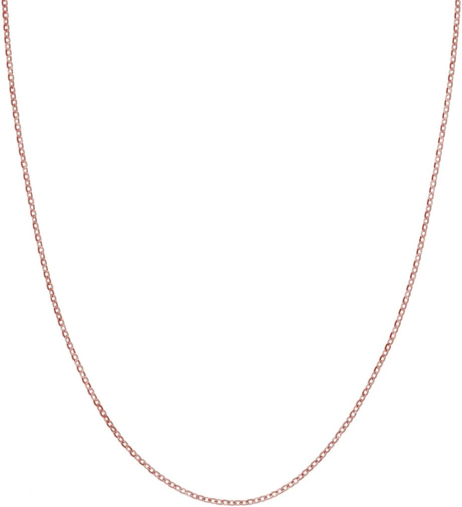 JewelryWeb 14k Rose Gold 2mm Crystal Sparkle-Cut Cable Chain Necklace Lobster Lock Closure Chain Necklace for Women and Men