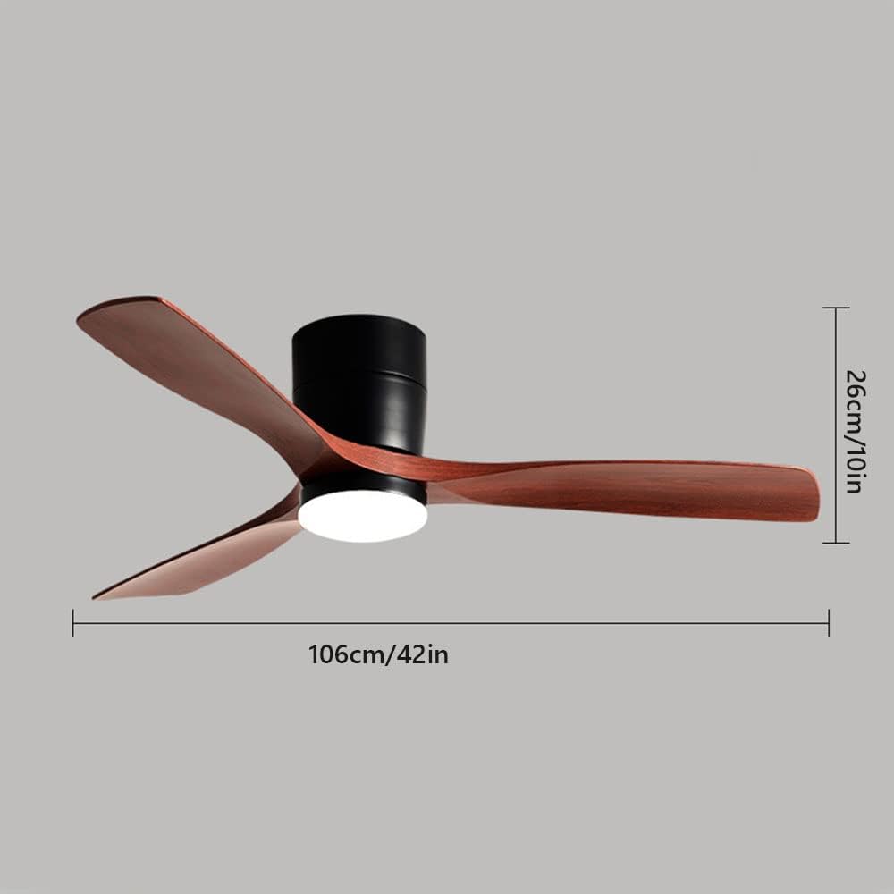 Dimmable Smart Ceiling Fan with Lights Imitation Wood Hardware Ceiling Fan Light LED with Remote 42 Inch Living Room Ceiling Fan Modern Outdoor for Patios Ceiling Fan with Lights