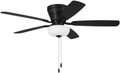 Craftmade 52' Wheeler Indoor Flush Mount 5 Blade Flat Black Finish Ceiling Fan with Single Bowl Light