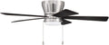 Craftmade 52' Merit MER52BNK5 Hugger/Flushmount, Indoor, Reversible Ceiling Fan, Brushed Polished Nickel Finish, Black Walnut/Grey Walnut Blades Included, Integrated 18W dimmable LED Light Included