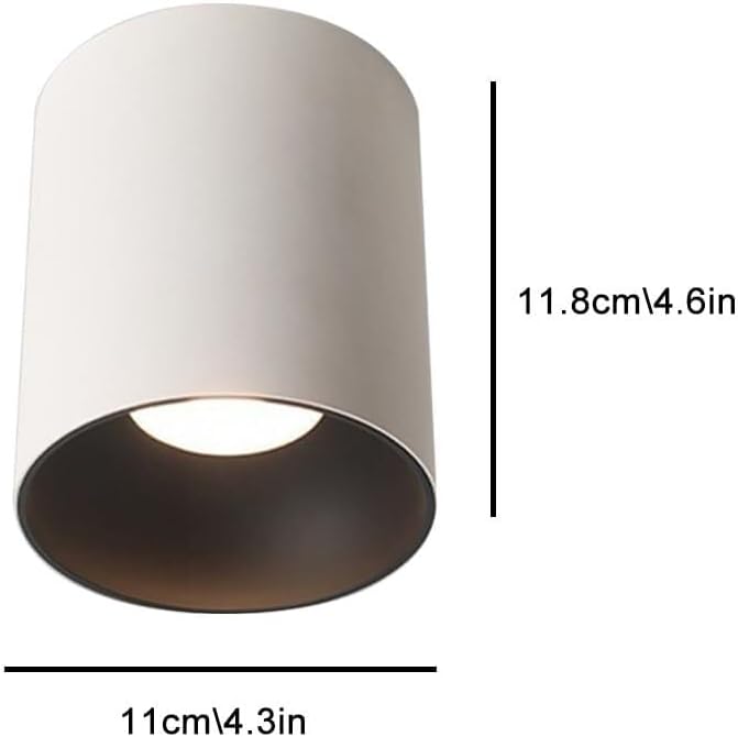 LED Ceiling Spotlight Indoor Cylinder, Modern Exposed Mounted Ceiling Lamp, White Aluminum Spot Light for Hallway Corridor Gallery Display Kitchen Living Room Dining Room Bedroom