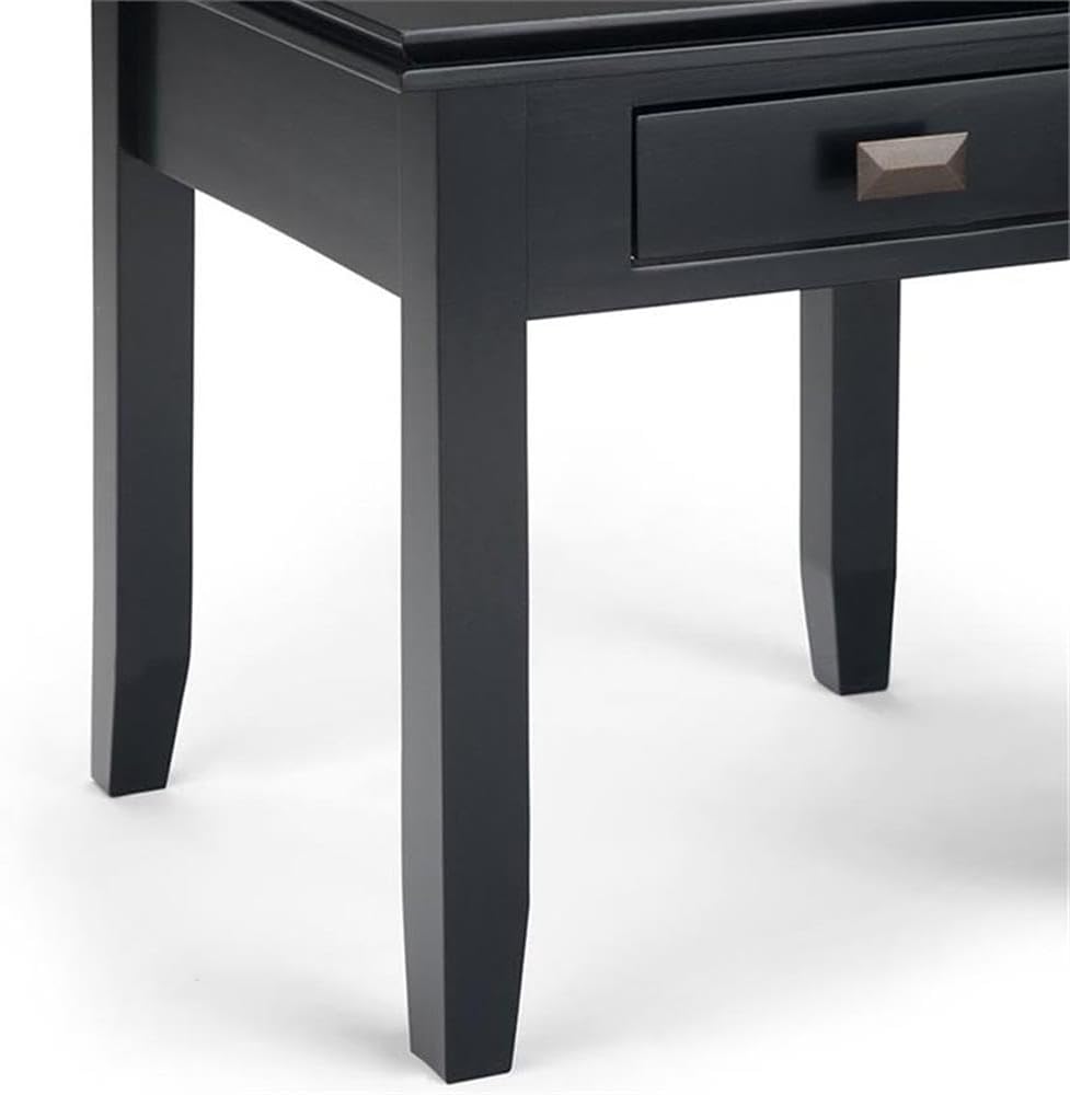 SIMPLIHOME Artisan SOLID WOOD 21 inch Wide Square Transitional End Side Table in Black for the Living Room and Bedroom