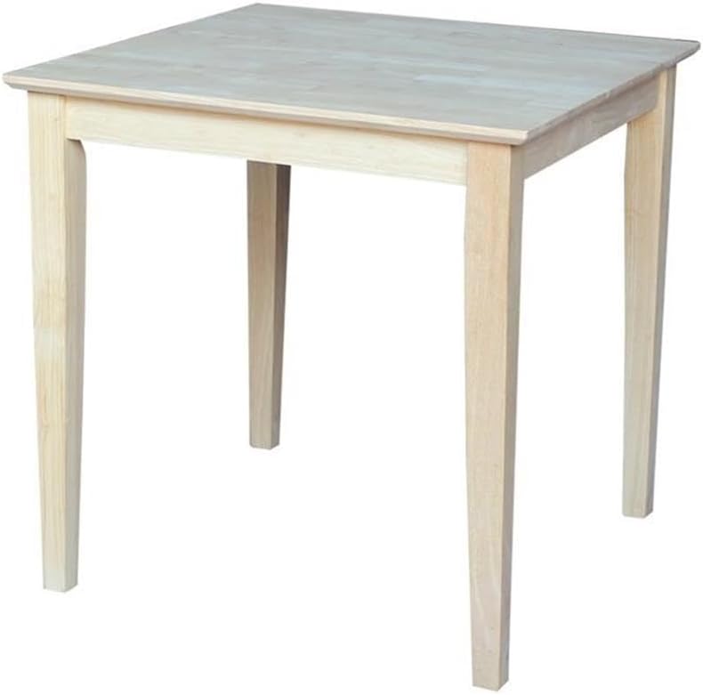 Solid Wood Top Dining Table, 30 Inch High, Unfinished
