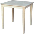 Solid Wood Top Dining Table, 30 Inch High, Unfinished