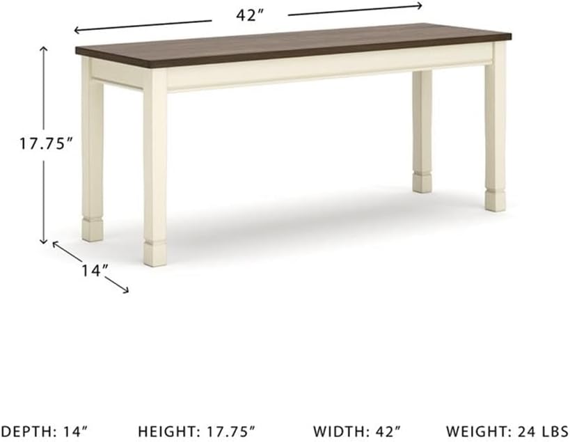 Signature Design by Ashley Whitesburg Cottage Rectangular Dining Bench, Brown & Antique White