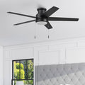 Harbr.Breeze Fairbanks Easy2Hang 52-in Color-Changing Integrated LED Outdoor Flush Mount Matte Black with Black/Sable Blades Ceiling Fan With Light (5 -Blade)