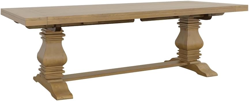 Coaster Home Furnishings - Florence - Pine Wood - Farmhouse Rectangular Dining Table with 2 Removable Leaves and Double Pedestal Base - Dining Room & Kitchen - 126 Inch - Rustic Honey - 180201