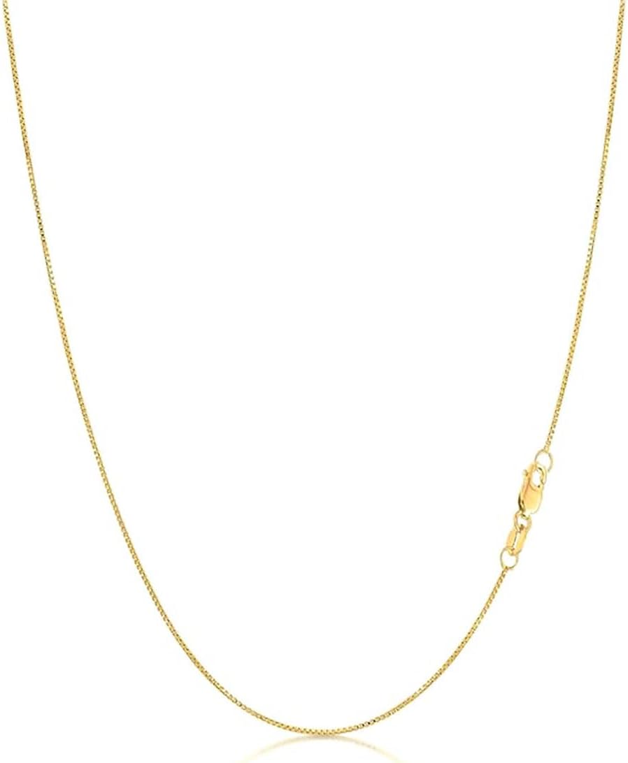 14k Yellow/White/Rose Gold Chain Box Necklace Link, Lobster Claw Clasp, Jewelry Gift for Women Men, Thickness 0.7/0.95/1.2/2 mm, Length 16-24 inch