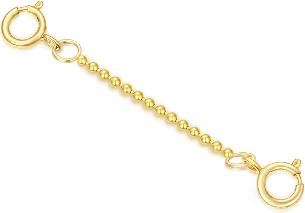 10k 14k Real Gold 1'/1.5'/2'/2.5'/3'/4'/5' Necklace Extender, Necklace Bracelet Extender Chain, Durable Gold Extender Chain, Adjustable Extension Chain for Necklace Bracelet Anklet