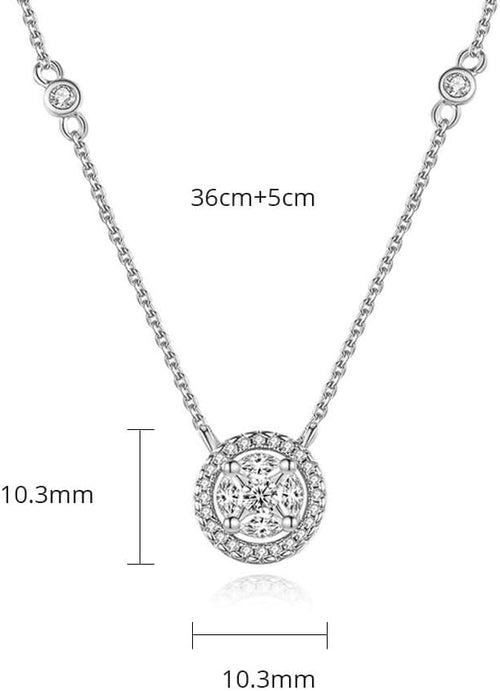 14K Gold Delicate Round Moissanite Pendant Necklace, Chic Clavicle Necklace for Women