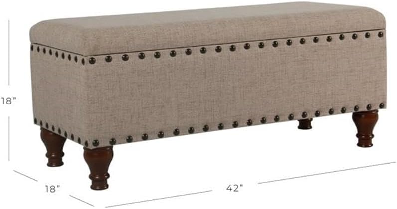 HomePop 42' Storage Bench with Nailhead Trim - Tan