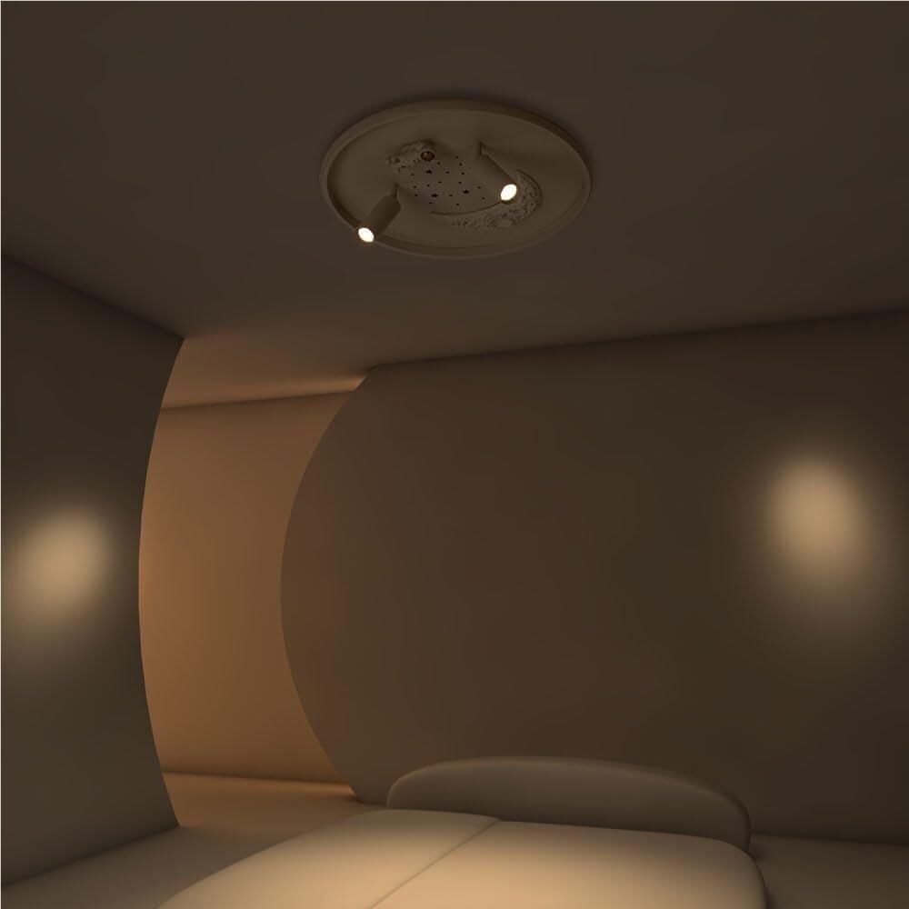 Dimmable Flush Mount Ceiling Light Creative Astronaut Moon Design Adjustable Spotlights with Remote Control Decorative Indoor Lighting for Bedroom Kids or Living Room