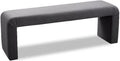 Meridian Furniture Minimalist Collection Modern | Contemporary Velvet Upholstered Bench, 53' W x 14.75' D x 18.25' H, Grey