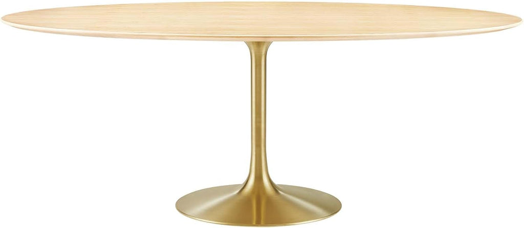 Modway Lippa Dining Table, 78', Gold Natural