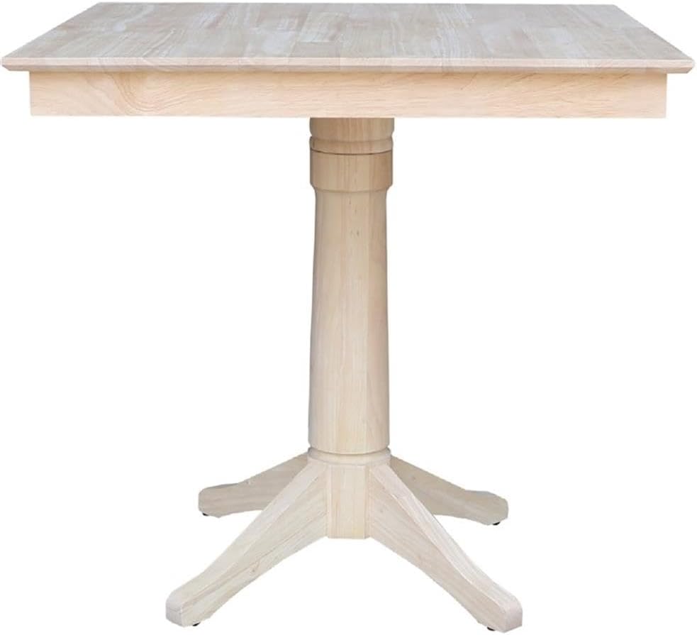 IC INTERNATIONAL CONCEPTS 36' x 36' Natural Solid Wood Square Top Pedestal Table - 35.9' Height