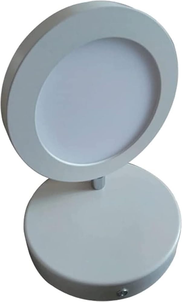 Bedroom Wall Lamp Metal Adjustable Round Sconce Creative Bedside Reading Light Indoor Spotlight for Living Room Corridor Hotel Apartment(Blanc,Warm Light)